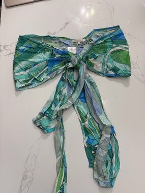 Olivaceous Green and Blue Groovy Retro Tie Top